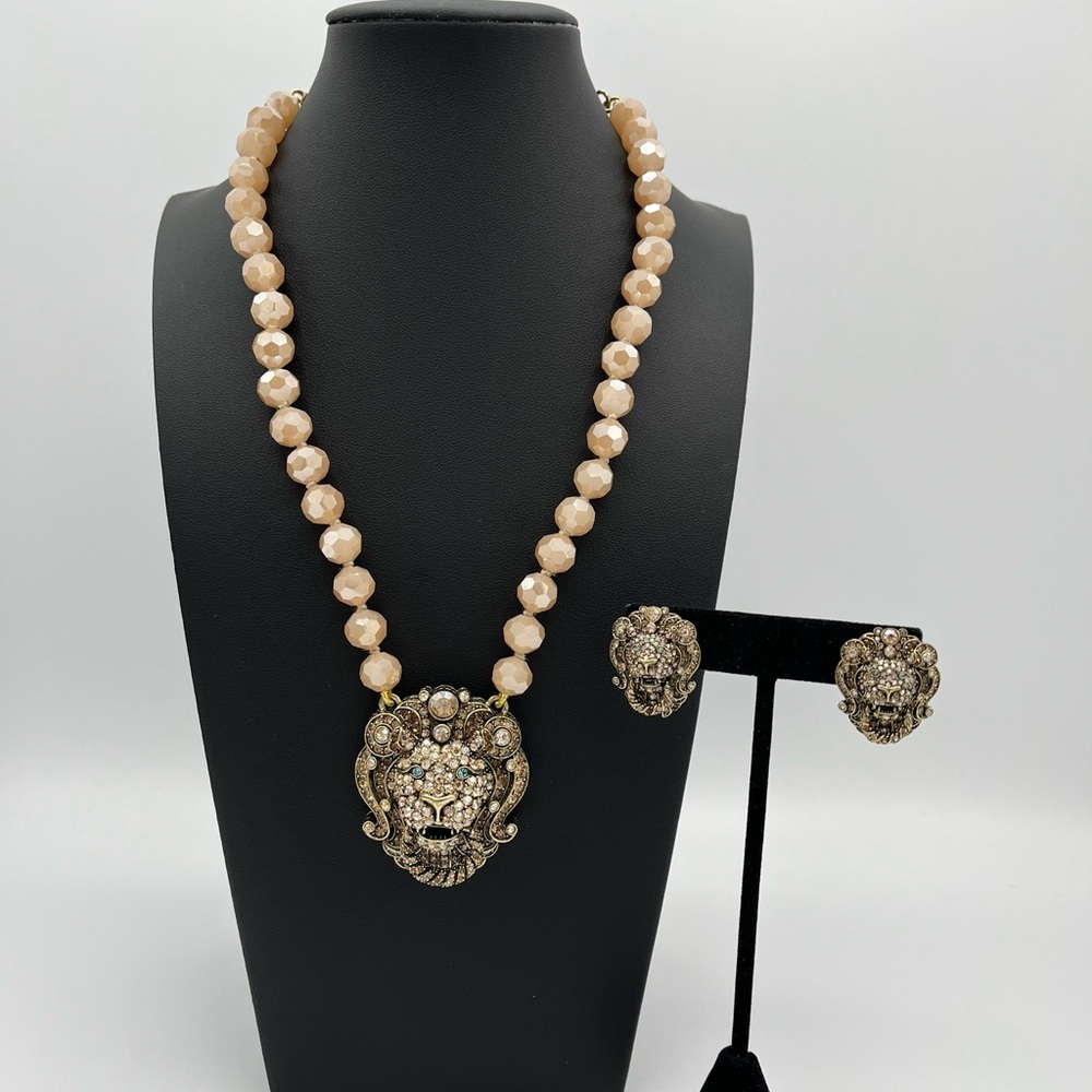 Heidi Daus Lion Royalty Signed Necklace Earring Set NWOT | Retired Rare Set